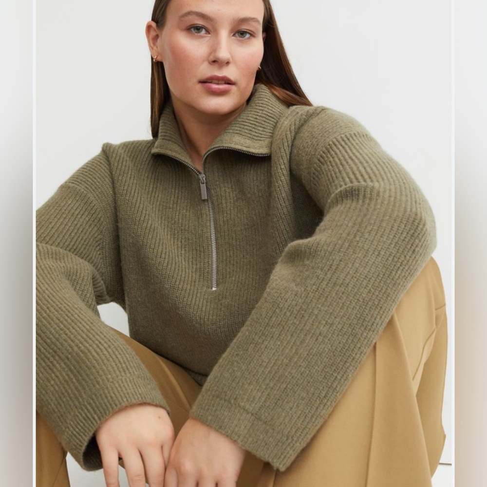 H&M Olive Green Half-Zip Sweater